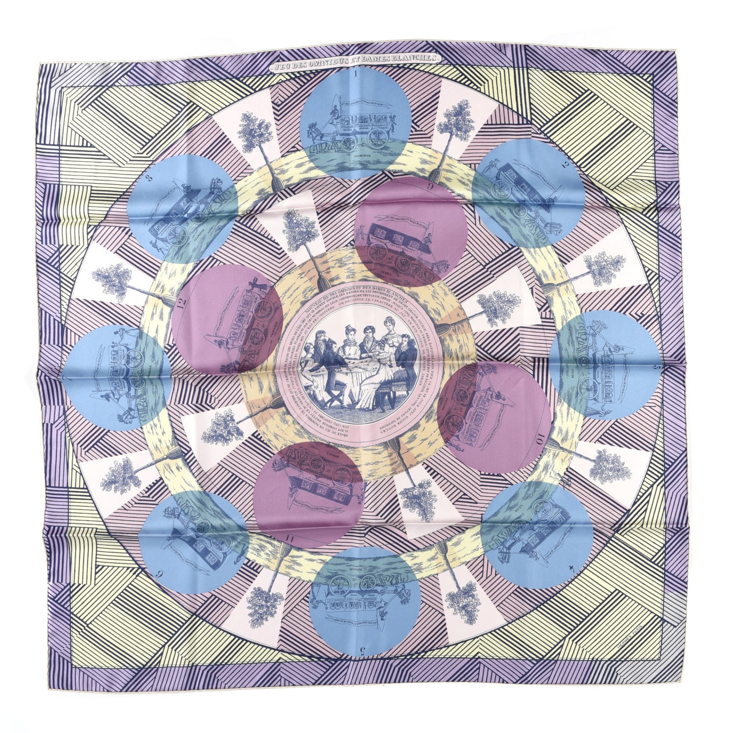 Silk Jeu Des Omnibus Remix Scarf 90 Parme Jaune Saufre Mauve