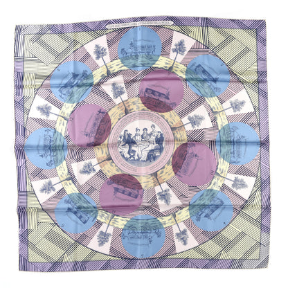 Hermes Silk Jeu Des Omnibus Remix Scarf 90 Parme Jaune Saufre Mauve 1 of 4