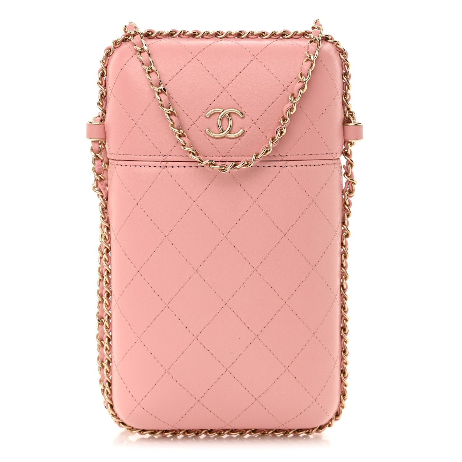 Chanel Lambskin Quilted Chain Around Phone Holder Pink 1 of 10