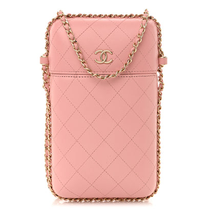 Chanel Lambskin Quilted Chain Around Phone Holder Pink 1 of 10
