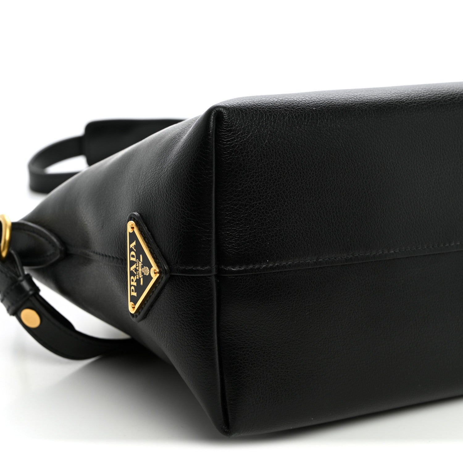 Prada Glace Calfskin Embossed Logo Tote Black 9 of 11