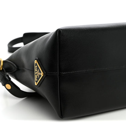 Prada Glace Calfskin Embossed Logo Tote Black 9 of 11
