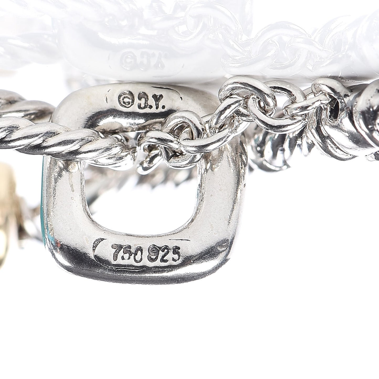 Sterling Silver 18K Yellow Gold Turquoise Figaro Bracelet