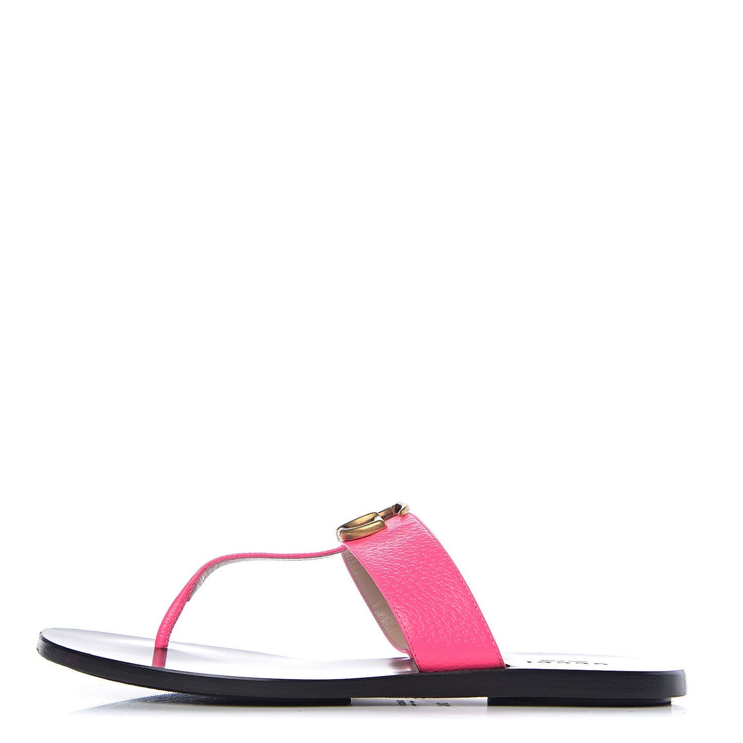 Calfskin GG Marmont Thong Sandals 37.5 Fuxia Fluo