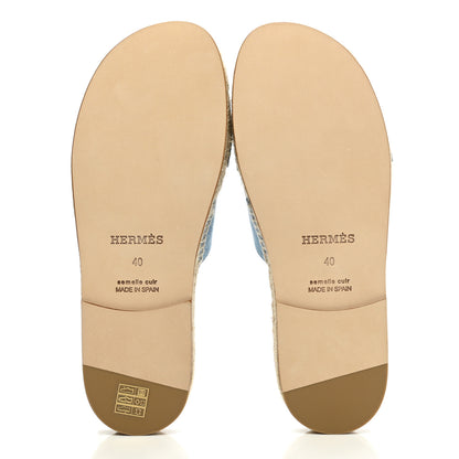 Hermes Denim Canvas Antigua Espadrille Sandals 40 Bleu Clair 5 of 9