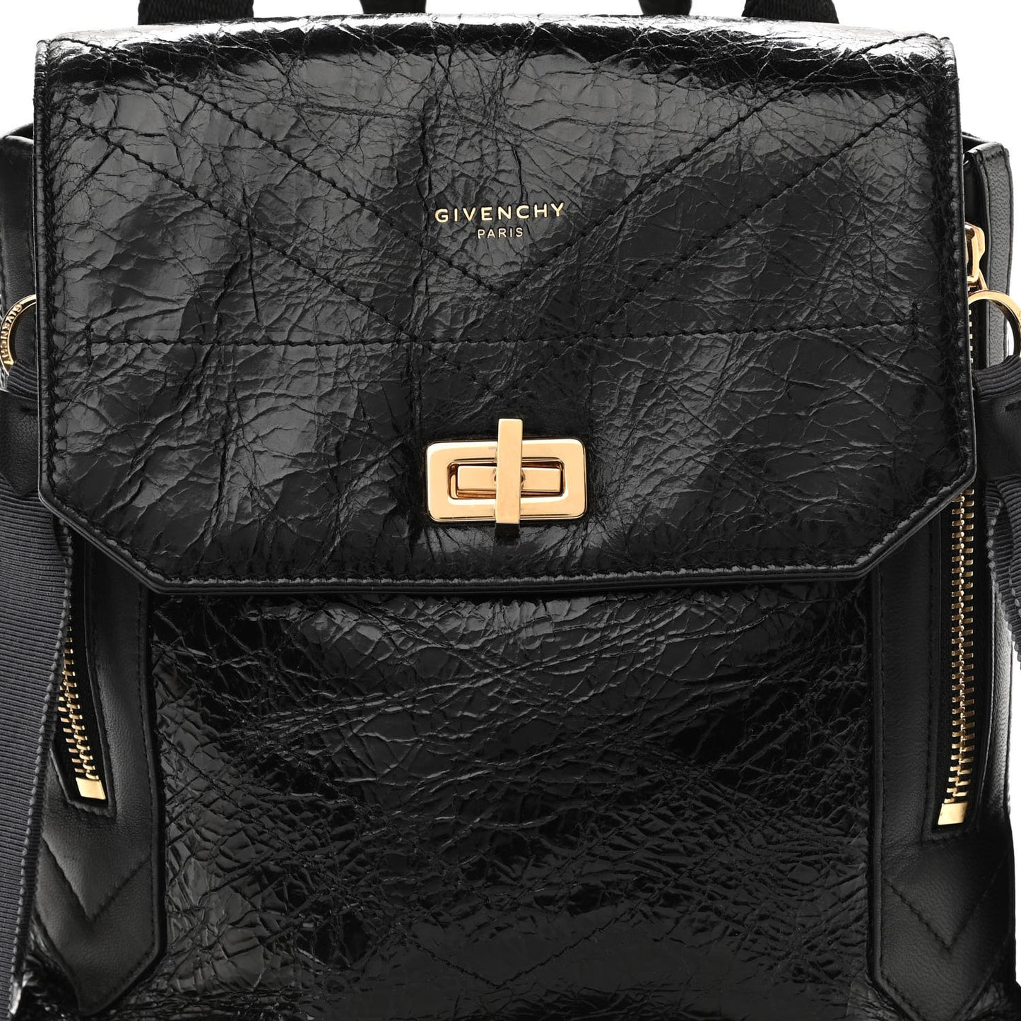 Creased Patent Calfskin ID Backpack Black