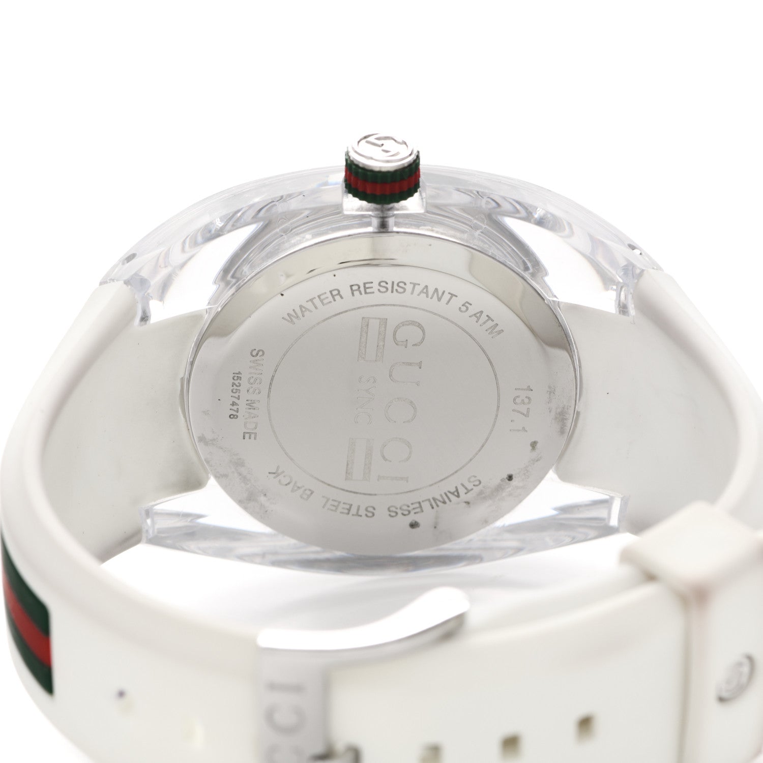 Gucci Stainless Steel Rubber 46mm Sync Web Quartz Watch White 4 of 7