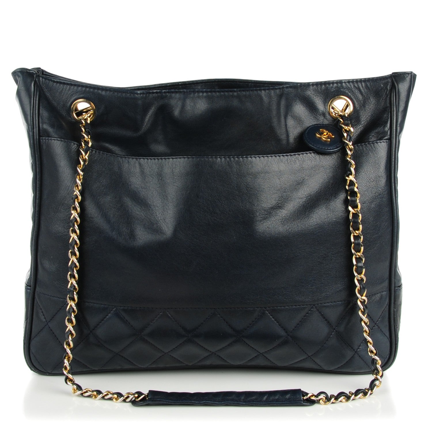 Chanel Lambskin Shoulder Bag Navy 1 of 8