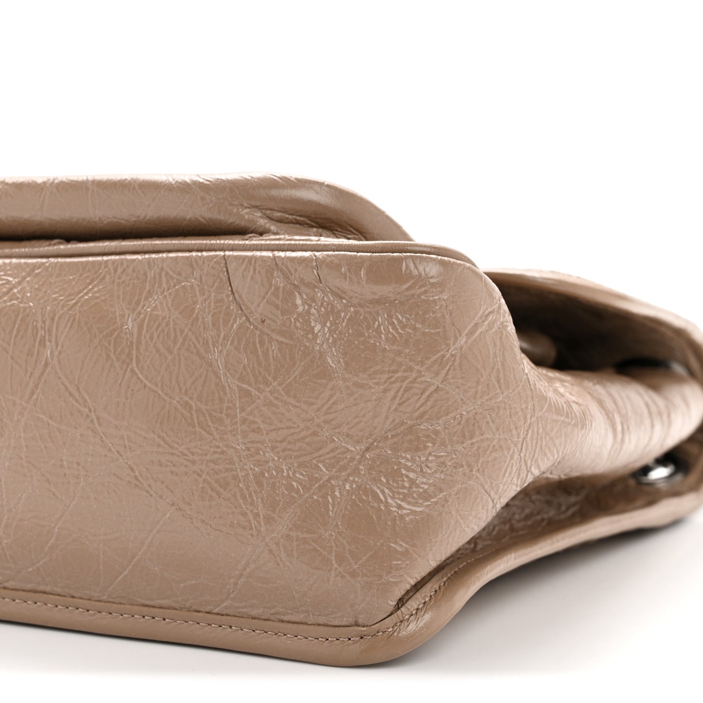 Crinkled Calfskin Matelasse Monogram Medium Niki Chain Satchel Light Taupe