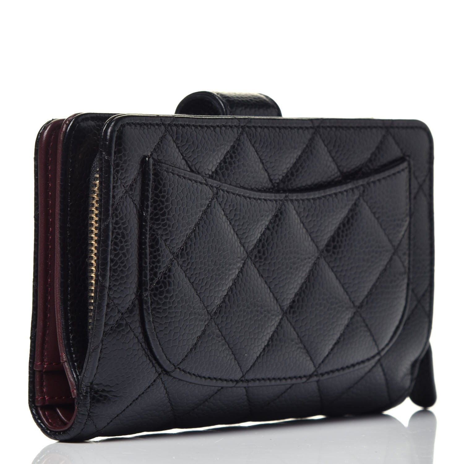 Chanel Caviar Quilted Zipped Pocket Wallet Black 3 of 7