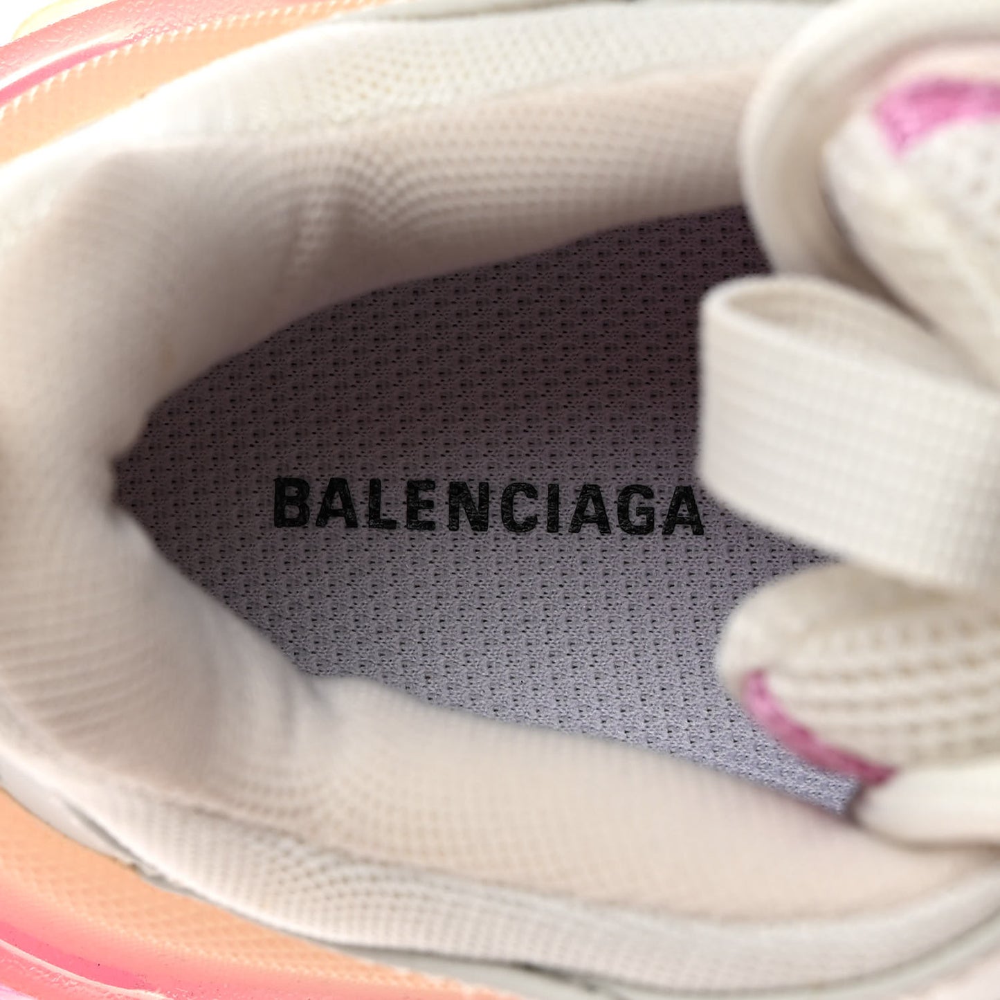 Fabric Mesh Clear Sole Womens Triple S Sneakers 36 White Pink