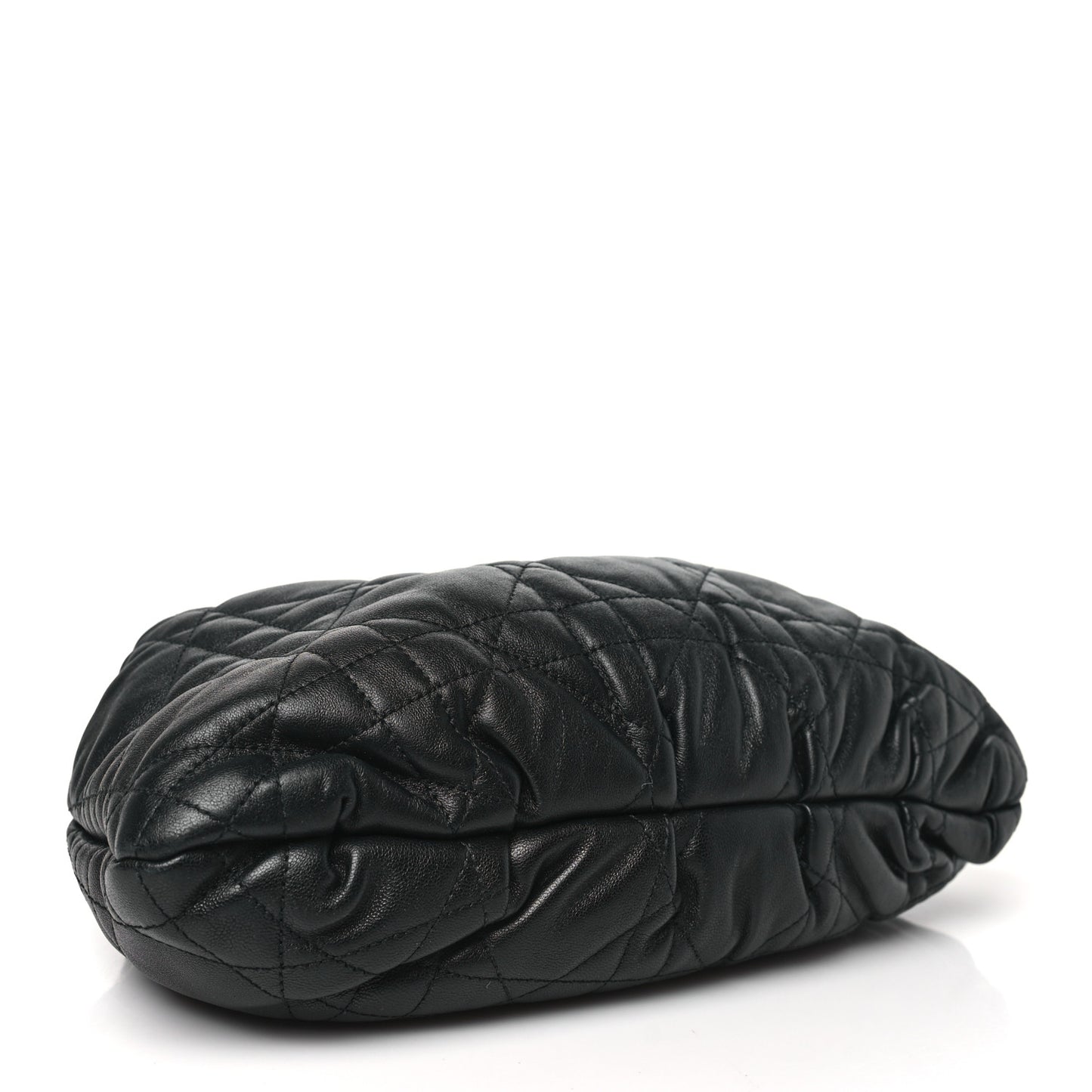 Lambskin Supple Macrocannage Medium Ammi Bag Black