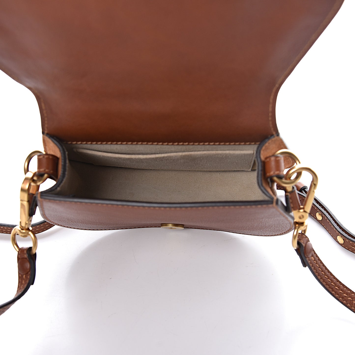 Calfskin Suede Small Nile Bracelet Bag Caramel