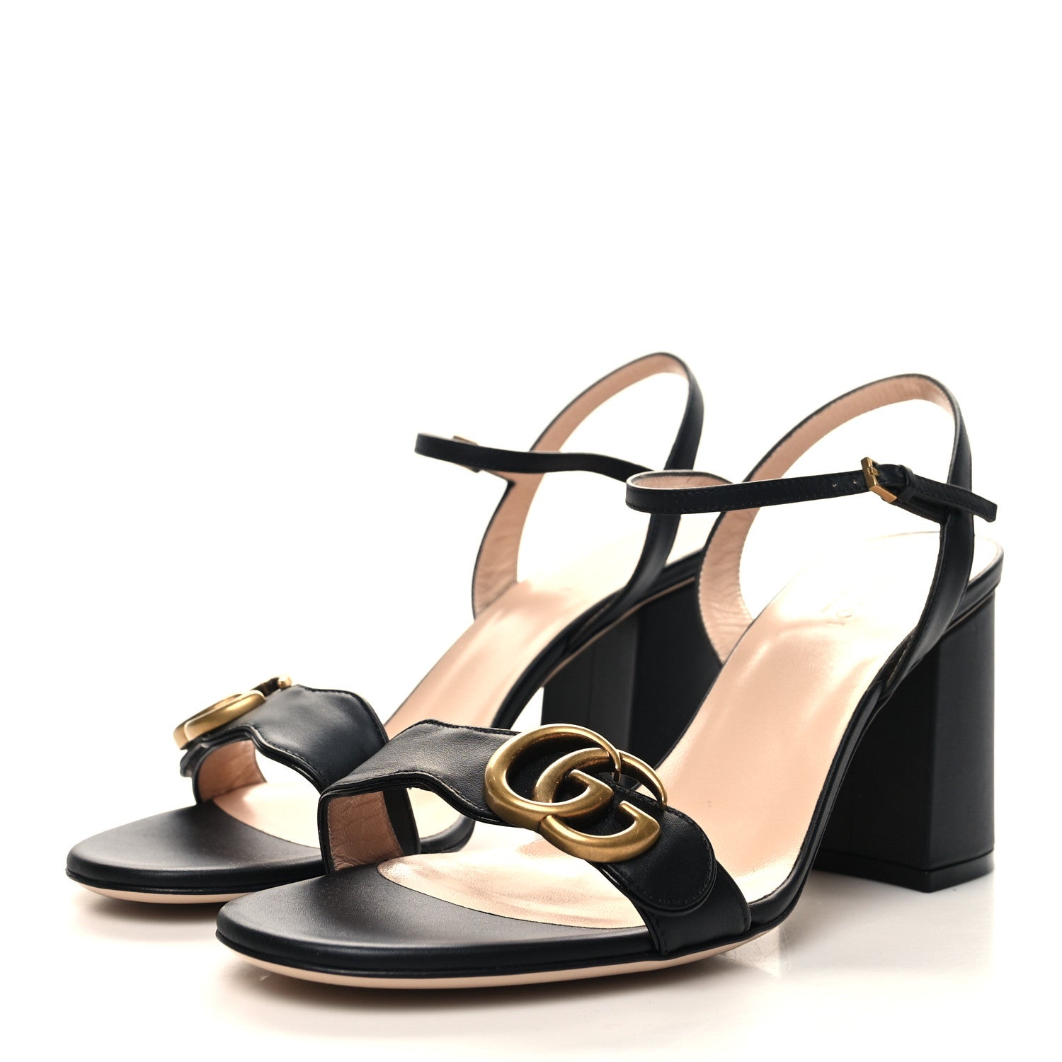Gucci Lifford Calfskin GG Marmont Ankle Wrap 75mm Sandals 39 Black 3 of 8