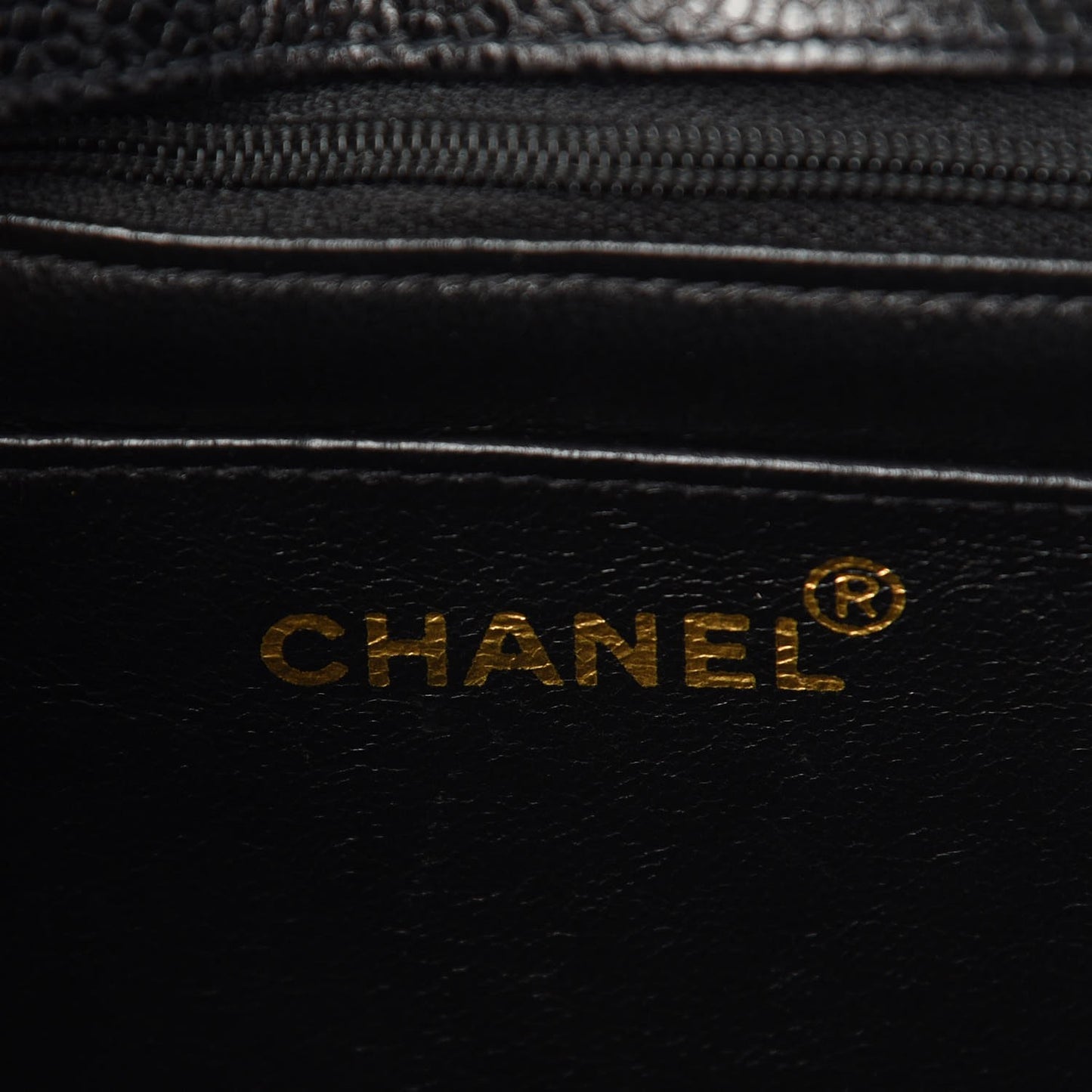 Caviar Vertical Chevron Quilted Small Single Flap Black