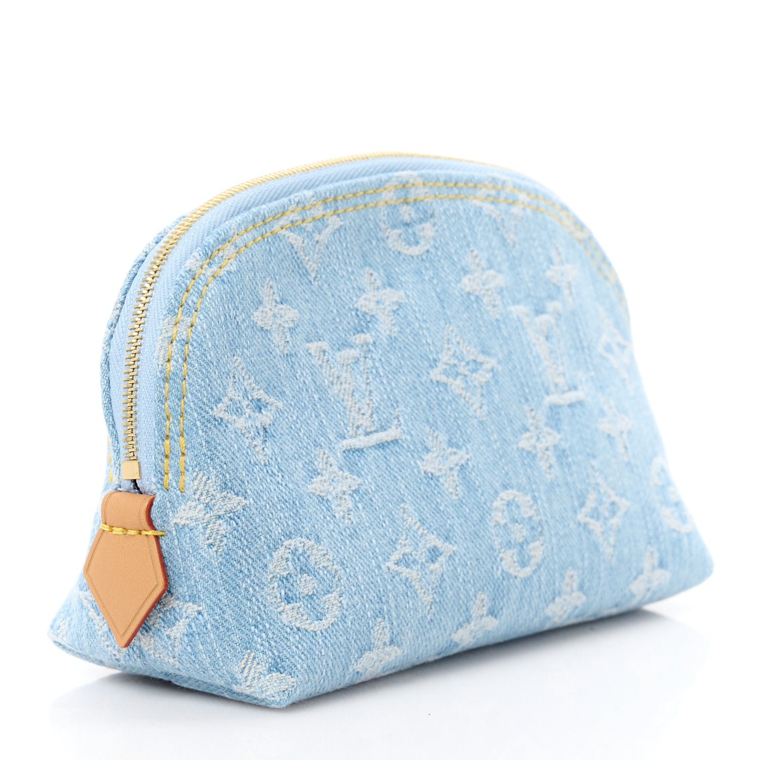 Louis Vuitton LOUIS VUITTON Denim Monogram Pochette Cosmetique PM Sky Blue 3 of 10