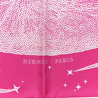 Hermes Silk Clair De Lune Double Face Scarf 90 Rose Vif White Rouge 3 of 10