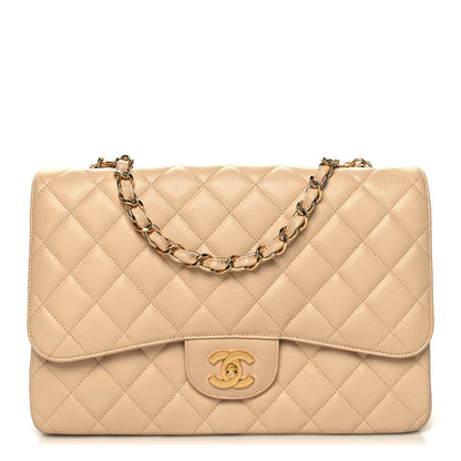 Chanel Caviar Quilted Jumbo Single Flap Beige 1 of 10