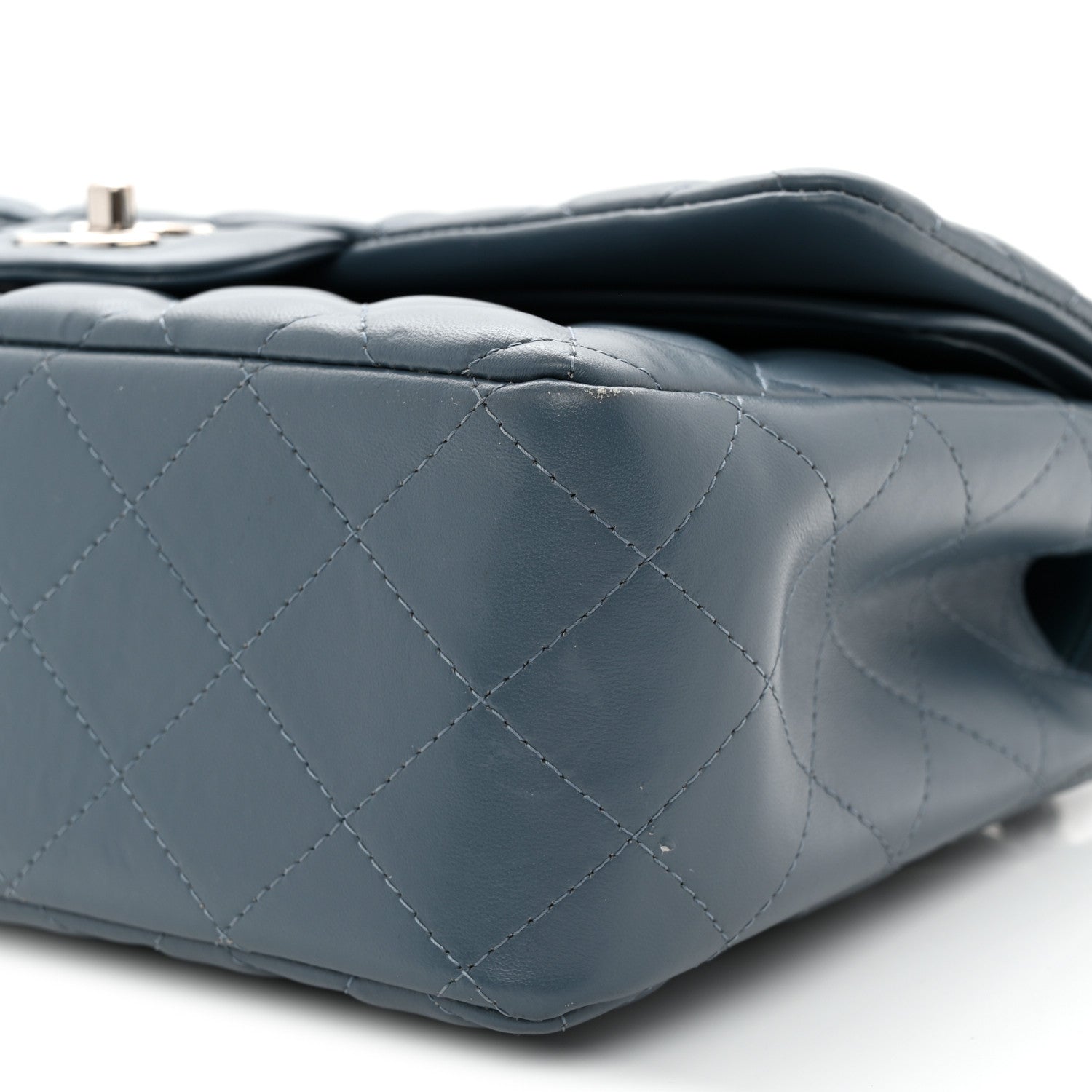 Chanel Lambskin Quilted Jumbo Double Flap Dark Blue 10 of 12