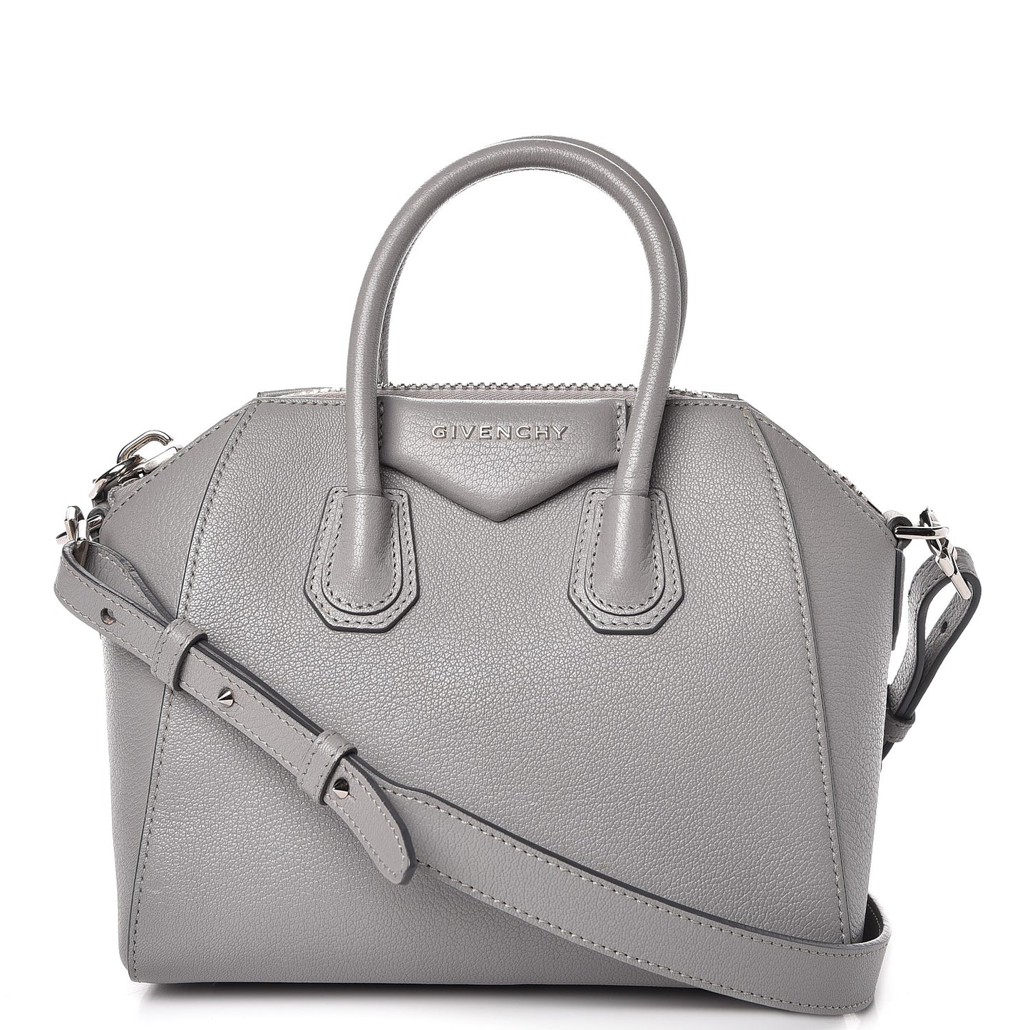Sugar Goatskin Mini Antigona Pearl Grey