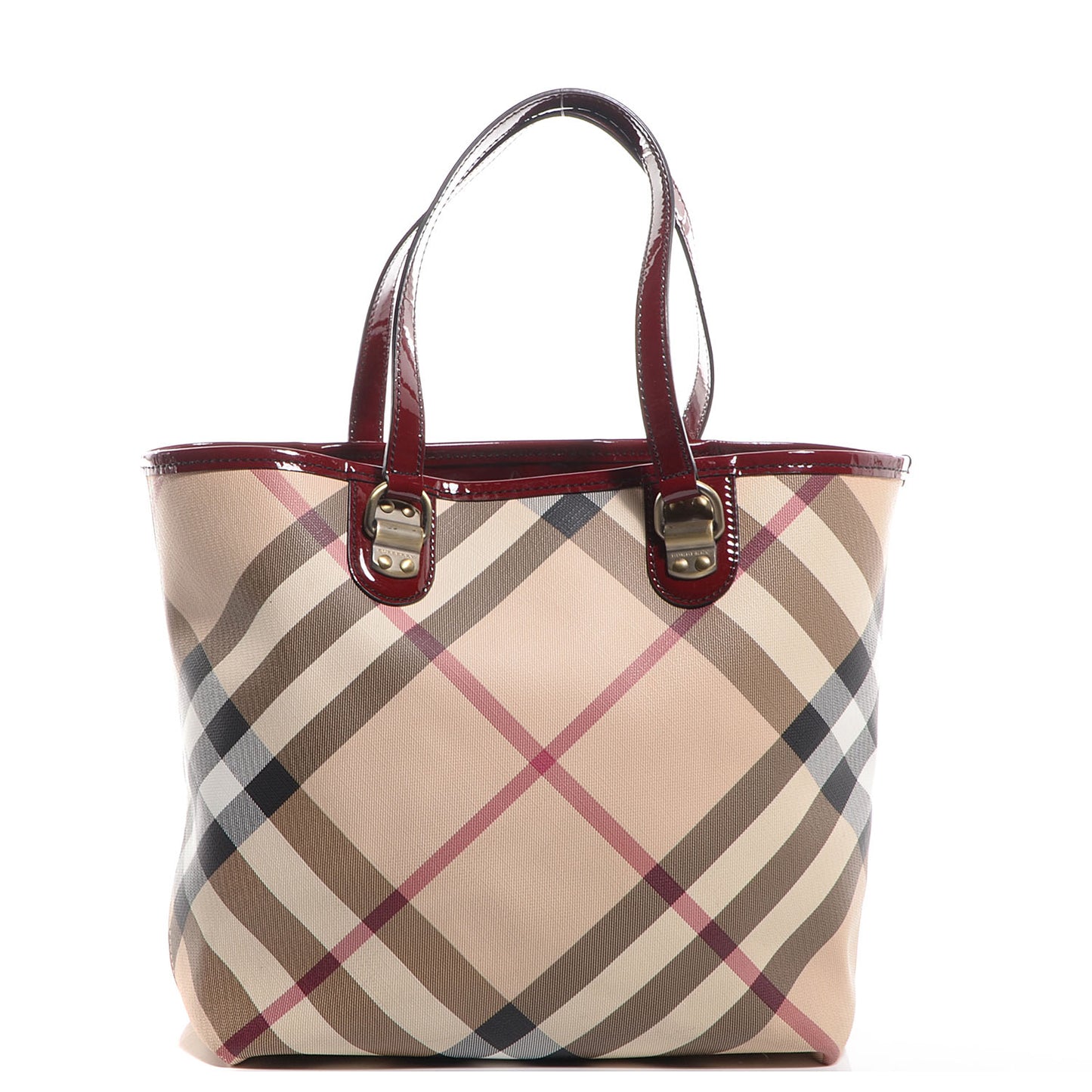 Patent Trim Small Nova Check Tote Red