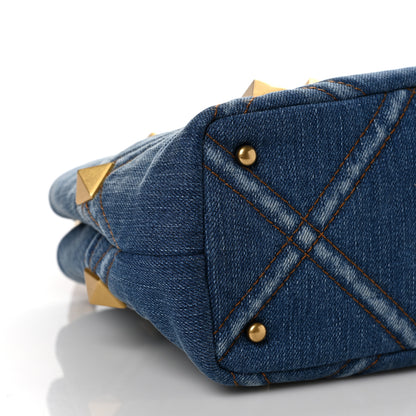 Valentino Garavani Denim Small Roman Stud The Handle Bag Light Denim Selleria 7 of 8