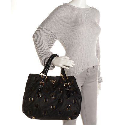 Prada Tessuto Nylon Pietre Jeweled Tote Nero Black 2 of 11