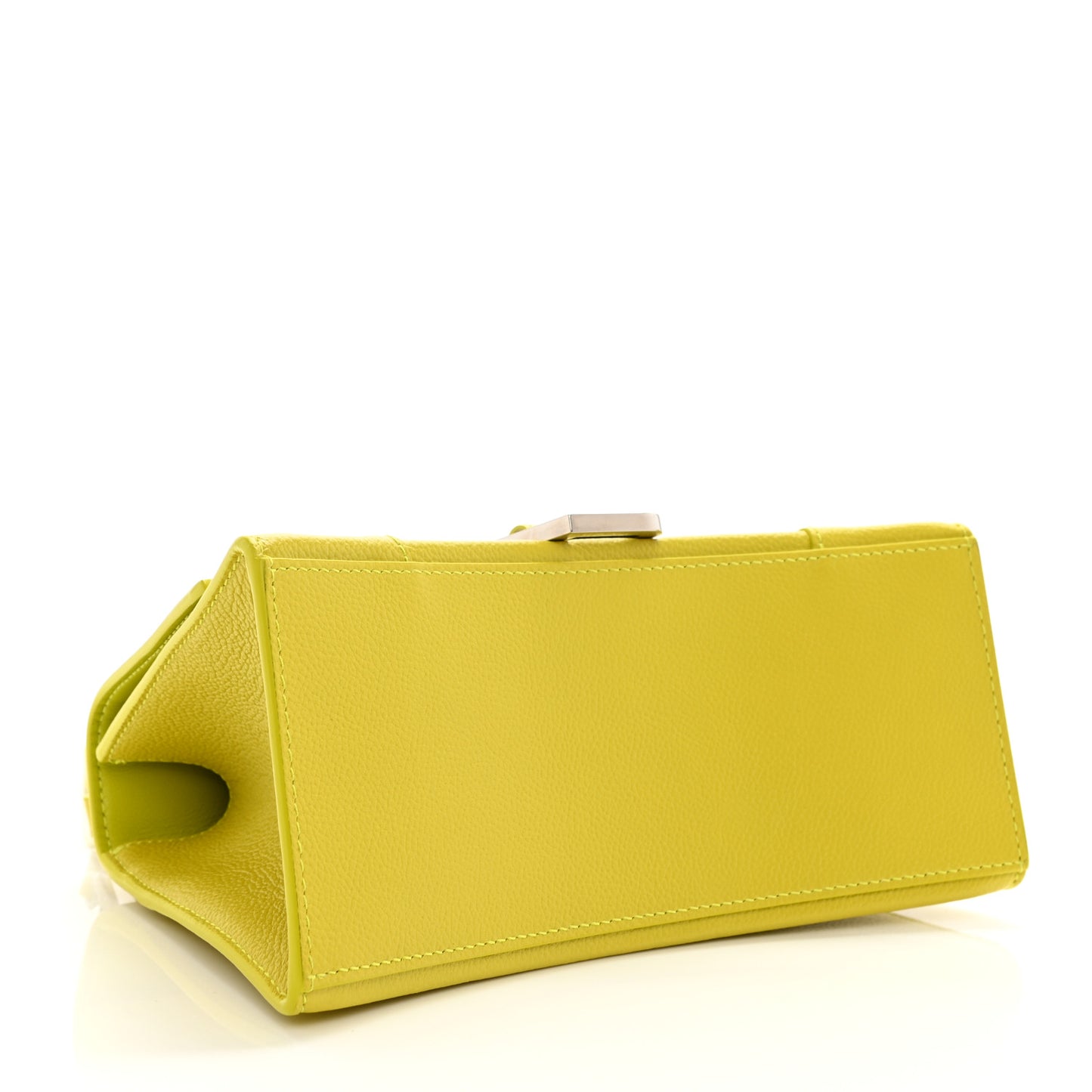 Grained Calfskin Small Hourglass Top Handle Bag Lime