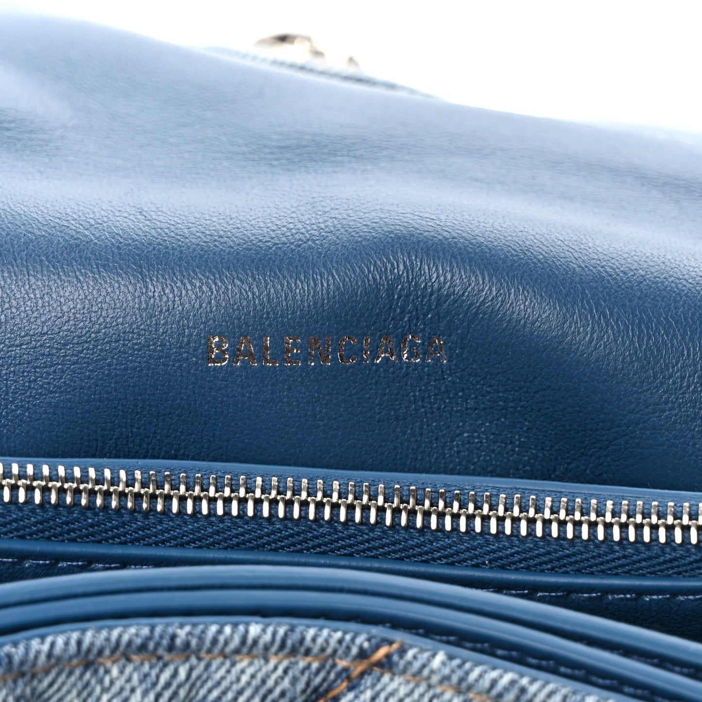 Washed Denim Quilted Small Crush Chain Bag Denim Blue