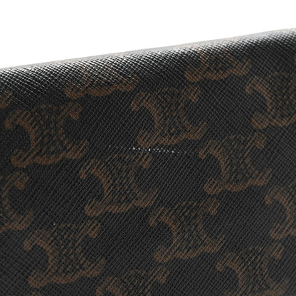 Celine Lambskin Triomphe Canvas Embroidered Logo Clutch With Chain Tan 10 of 12