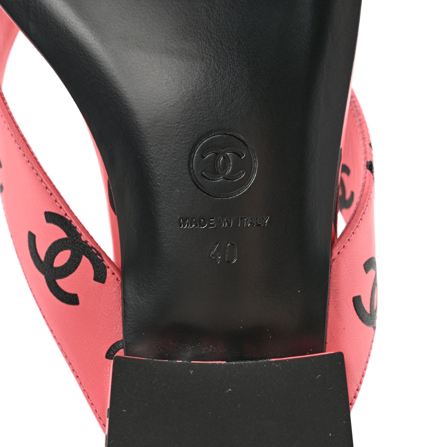 Lambskin Printed CC Thong Sandals 40 Pink Black