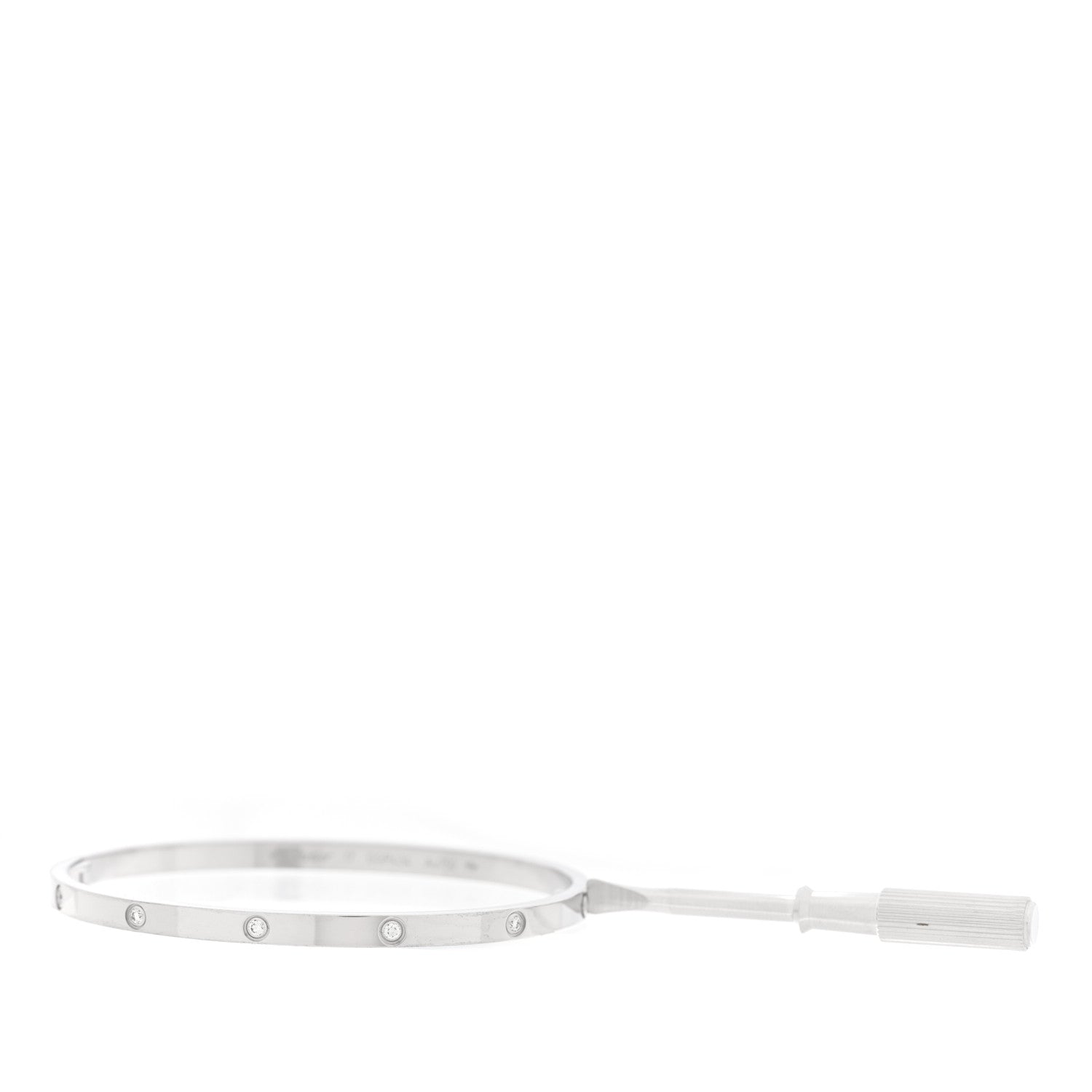 Cartier 18K White Gold 10 Diamond Small LOVE Bracelet 17 3 of 7