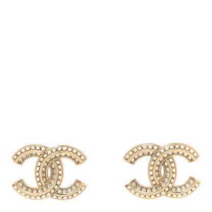 Chanel Crystal Pearl Chain Mania CC Earrings Gold 1 of 5