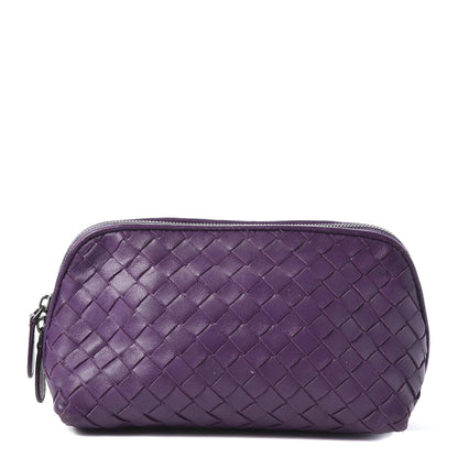 Bottega Veneta Nappa Intrecciato Cosmetic Case Plum 1 of 9