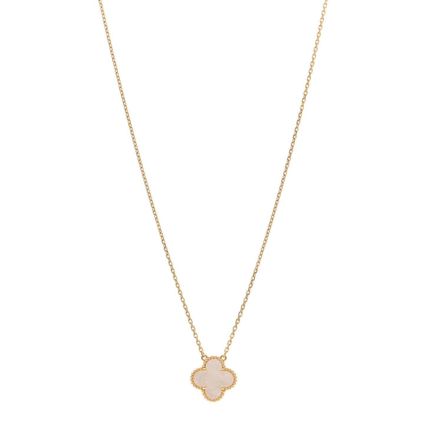 18K Yellow Gold Mother of Pearl Vintage Alhambra Pendant Necklace