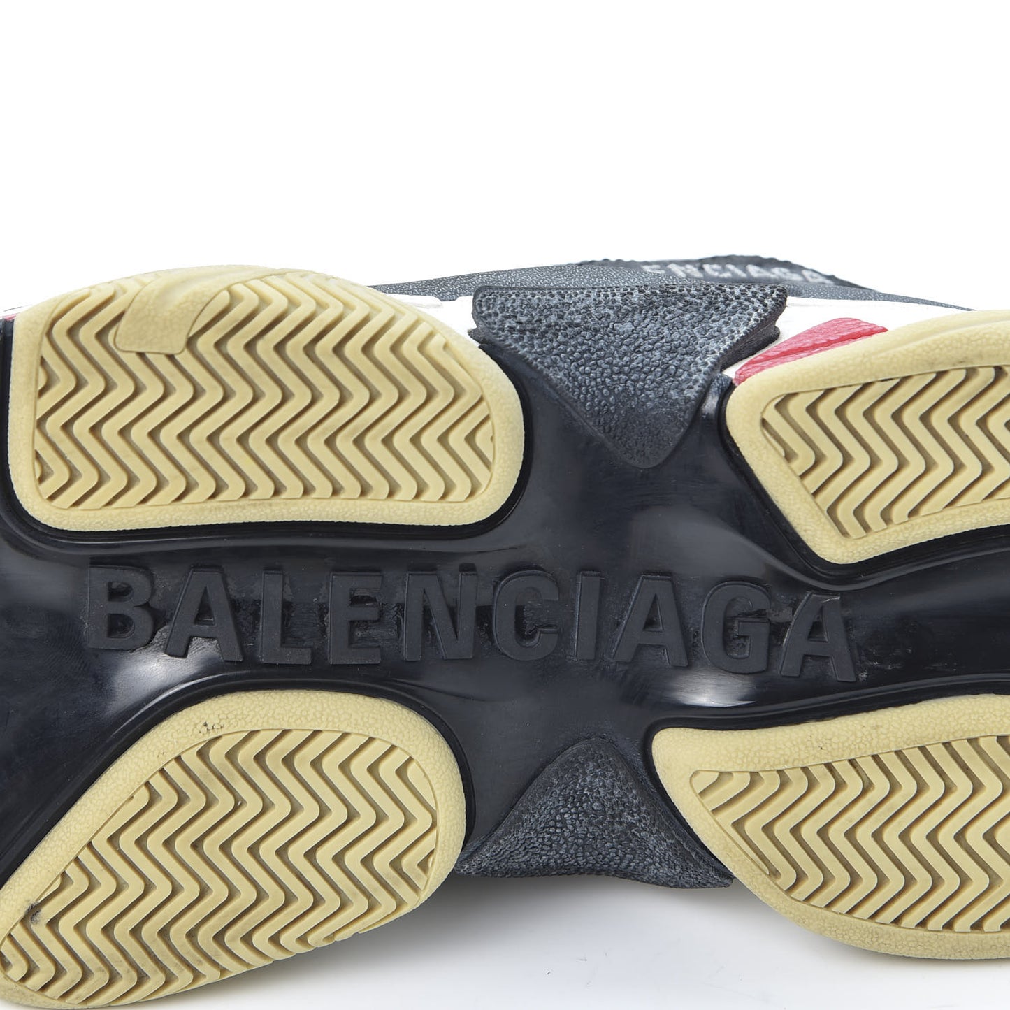 Fabric Mesh Washed Effect Womens Triple S Sneakers 36 Black Red