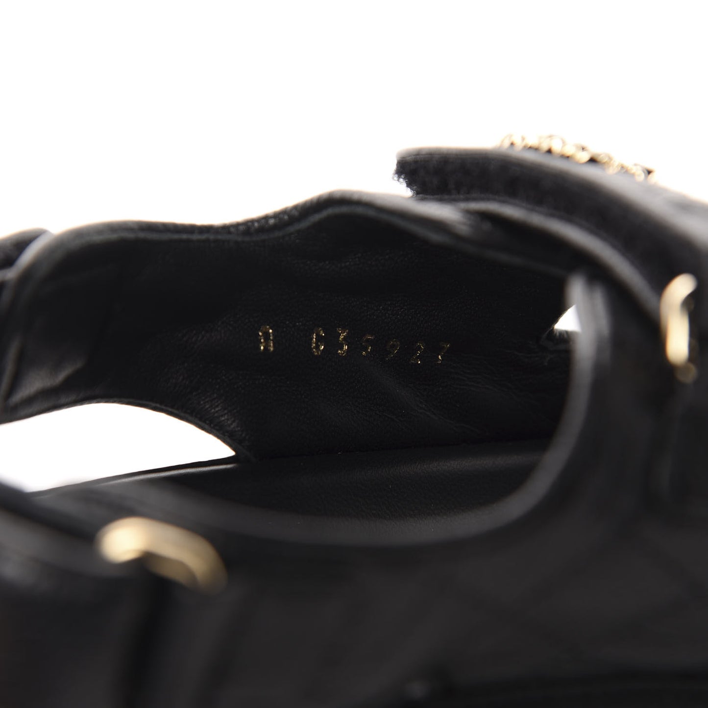 Grained Calfskin Velcro Dad Sandals 38.5 Black