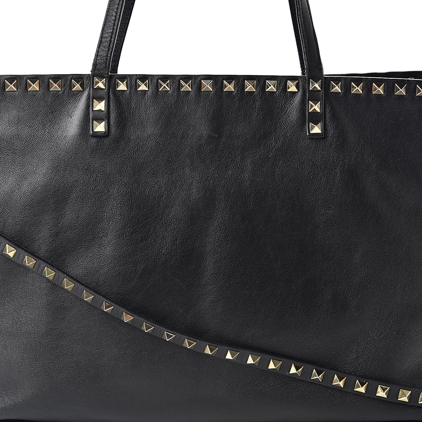 Vitello Rockstud Crossbody Tote Black