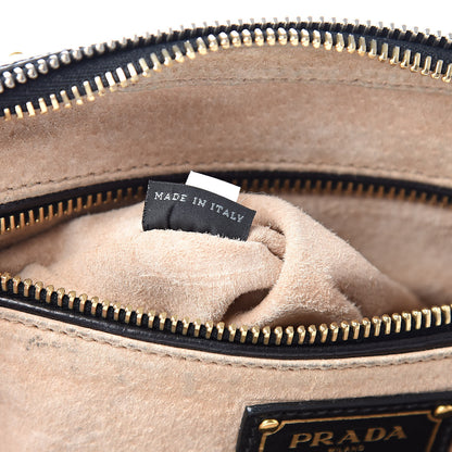 Prada Glace Calf Studded Pushlock Chain Shoulder Bag Black 7 of 10