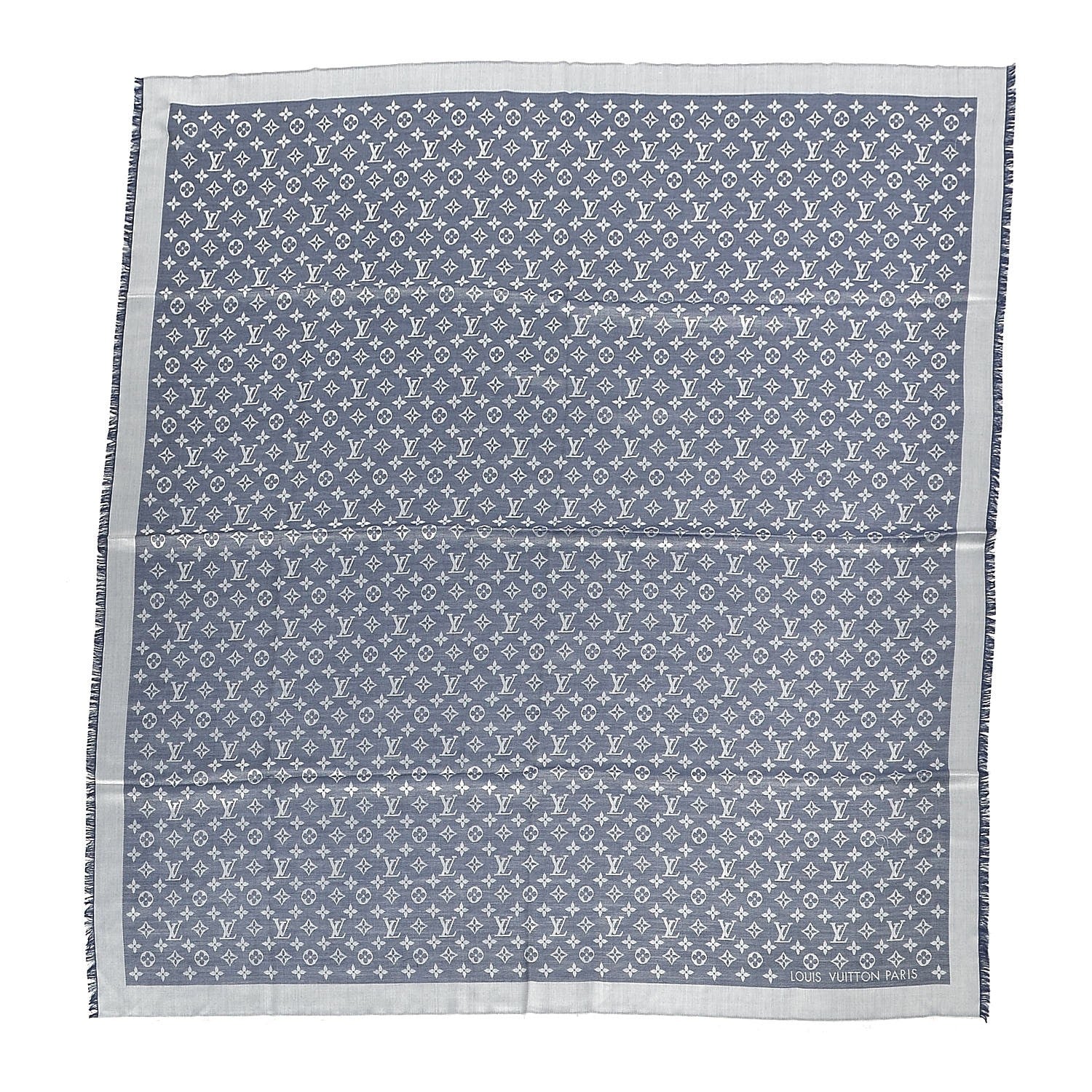 Louis Vuitton Silk Wool Monogram Denim Shawl Blue 1 of 4