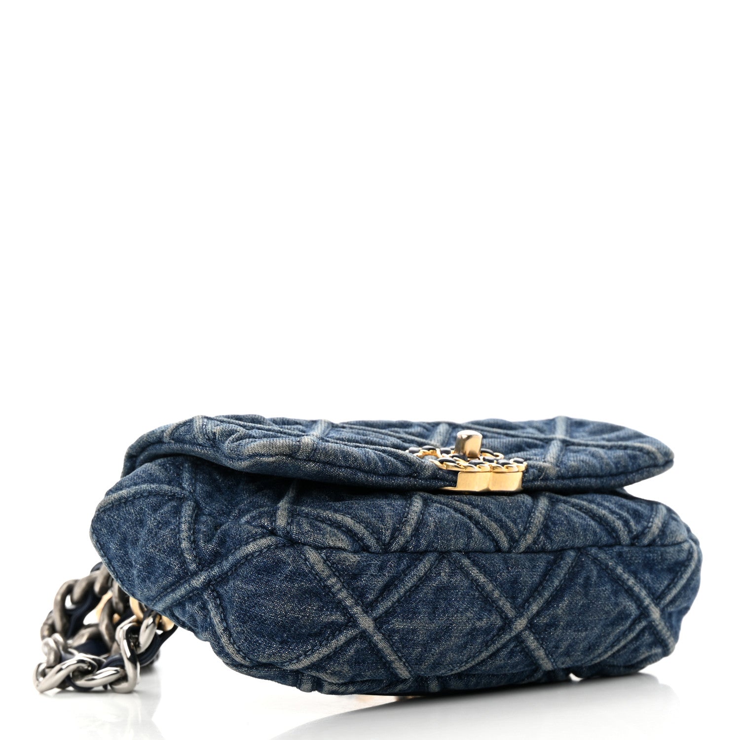 Chanel Denim Quilted Chanel 19 Belt Bag Blue 4 of 15