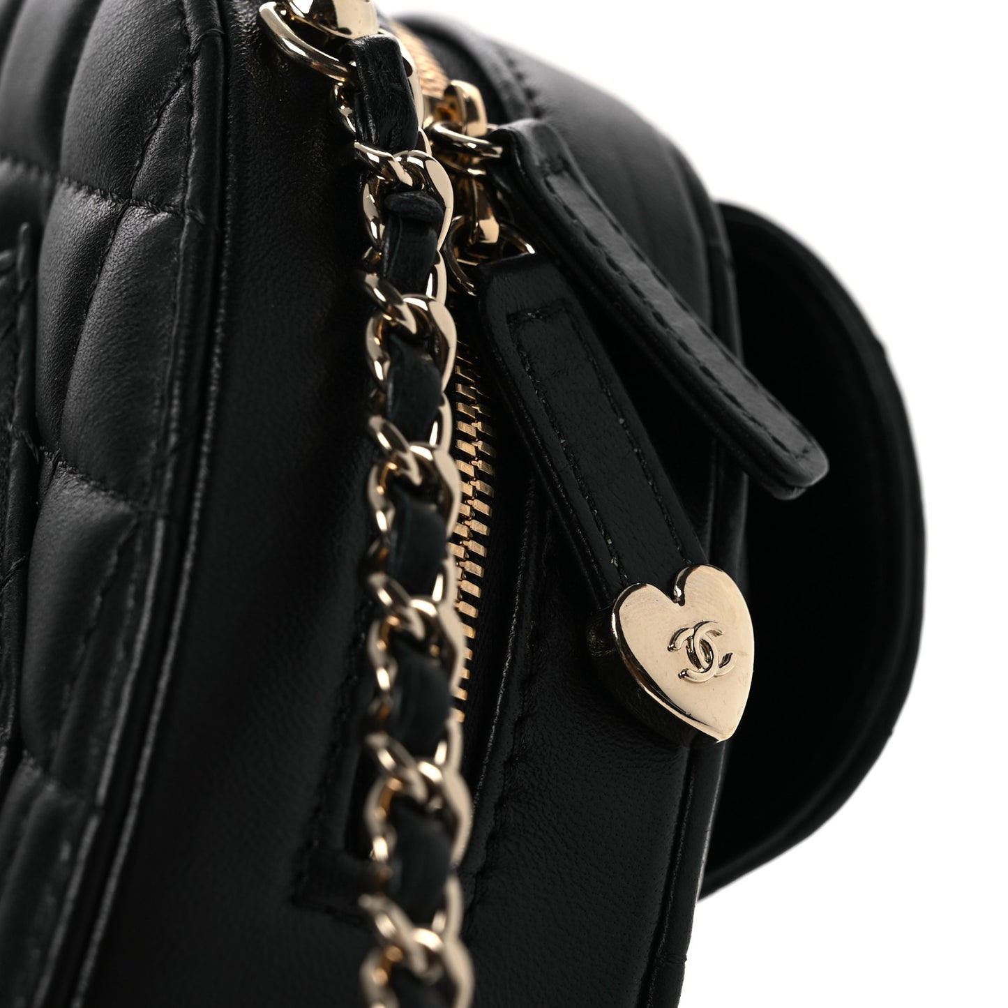 Lambskin Quilted Large CC In Love Heart Bag Black