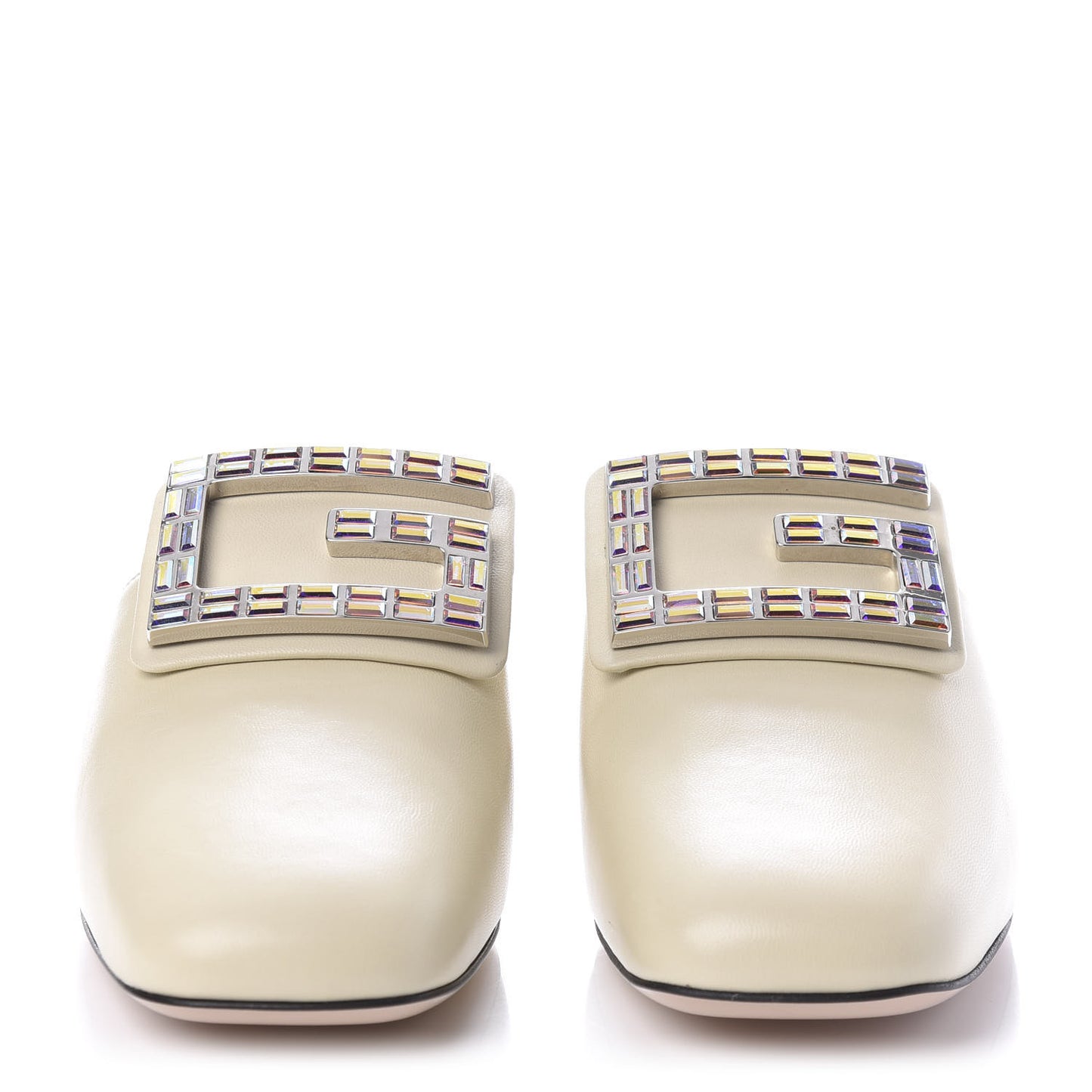 Malaga Kid Crystal Square G Madelyn Mules 37 Vintage White