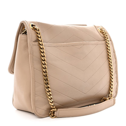 Saint Laurent Lambskin Matelasse Monogram Medium Niki Chain Satchel Dark Beige 3 of 12