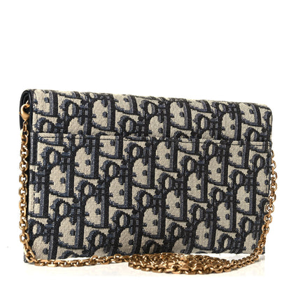Christian Dior Oblique Saddle Chain Long Wallet Blue 2 of 7