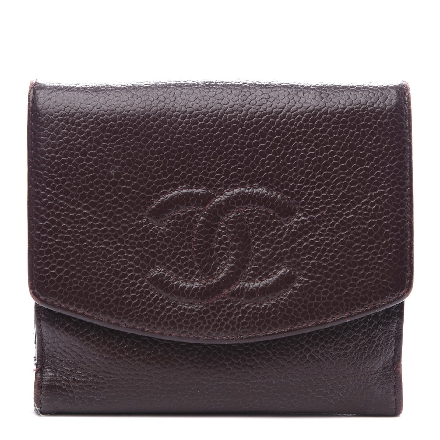 Caviar Timeless CC Compact Flap Wallet Burgundy