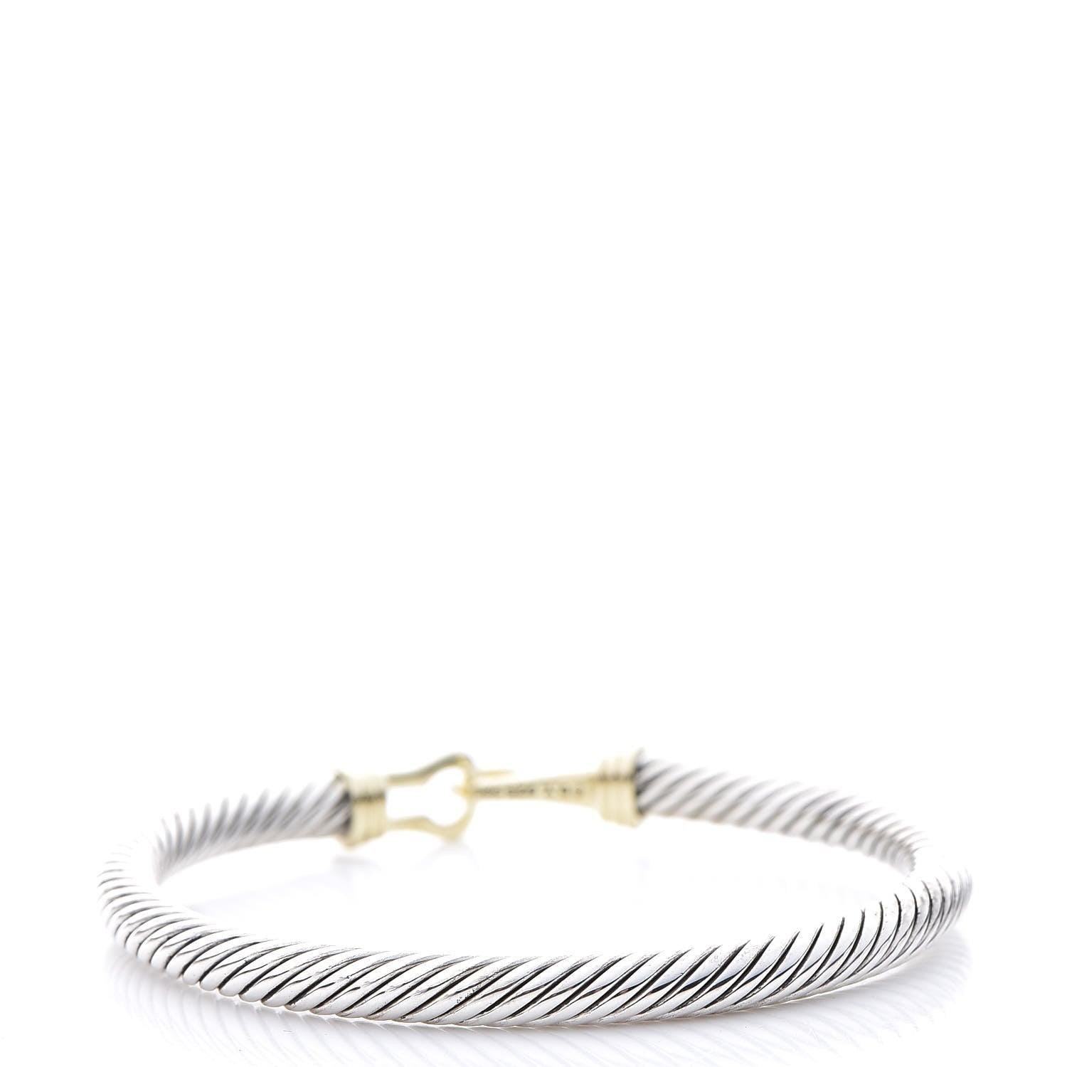 David Yurman Sterling Silver 14K Yellow Gold 5mm Cable Classic Buckle Bracelet 3 of 4