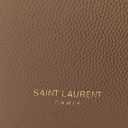 Saint Laurent Grain De Poudre Matelasse Chevron Monogram Zipped Two-Part Wallet Dark Latte 6 of 7