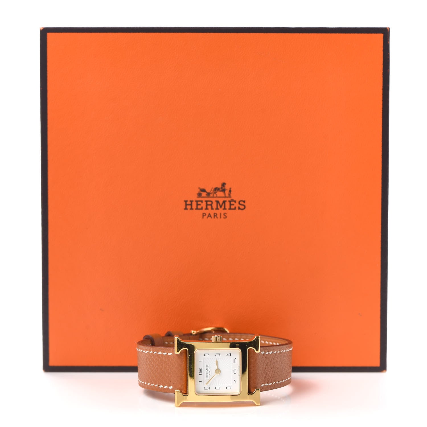 Hermes Stainless Steel Epsom 21mm Heure H Hour Quartz Watch Gold 5 of 5