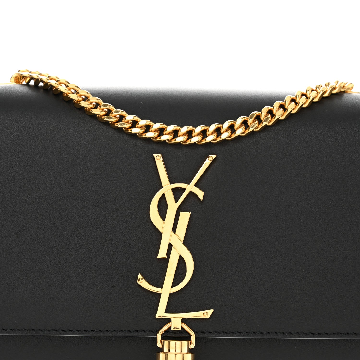 Saint Laurent Smooth Calfskin Small Classic Monogram Kate Tassel Chain Wallet Black 9 of 11